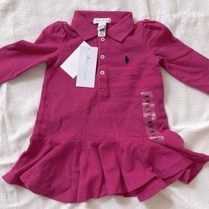 Ralph Lauren Pink Collared Dress For Babies